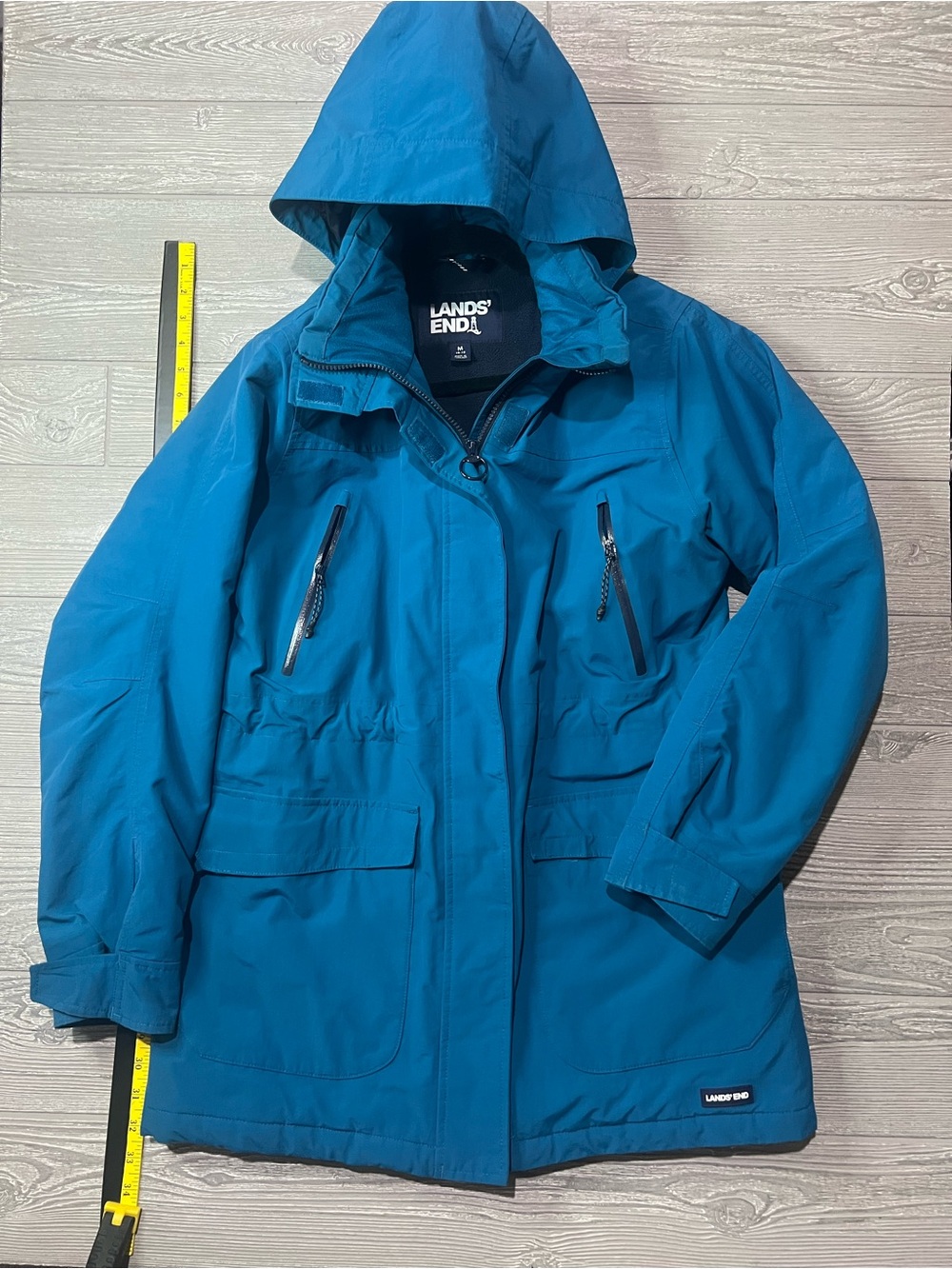 Lands' End Women's Teal Blue Hooded Utility Jacket